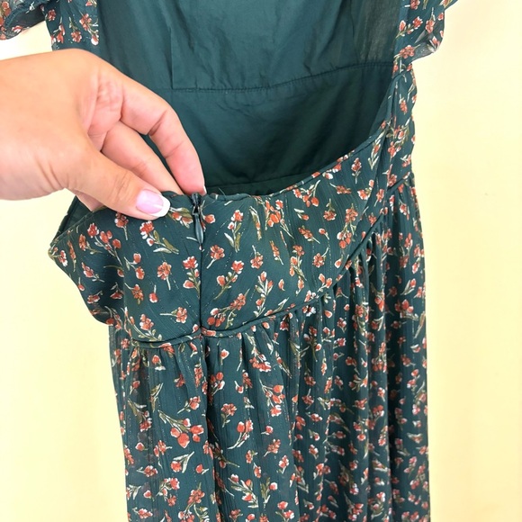 Altar'd State Green Floral Square Neck Prairie Peasant Fit N Flare Dress (L) - Picture 16 of 16